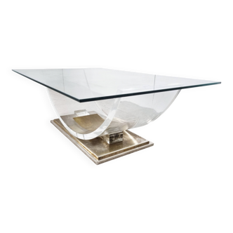 Lucite and brass arch coffee table, 1970