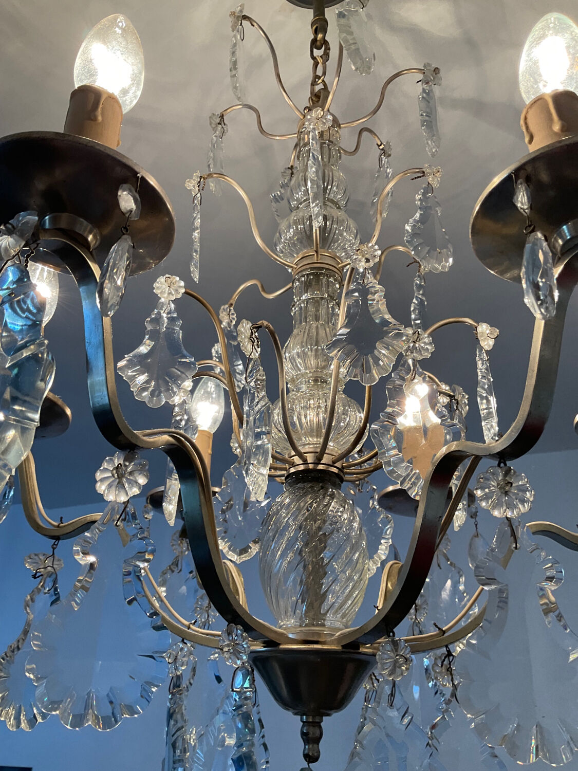 Girandole chandelier with crystal drops from the 60s and 70s