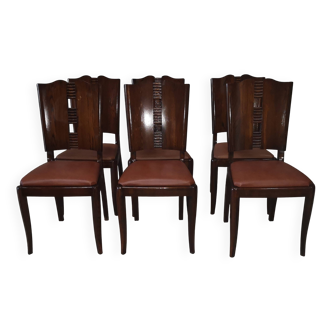 6 chaises chene charles dudouyt courtray chaleyssin art deco 1940