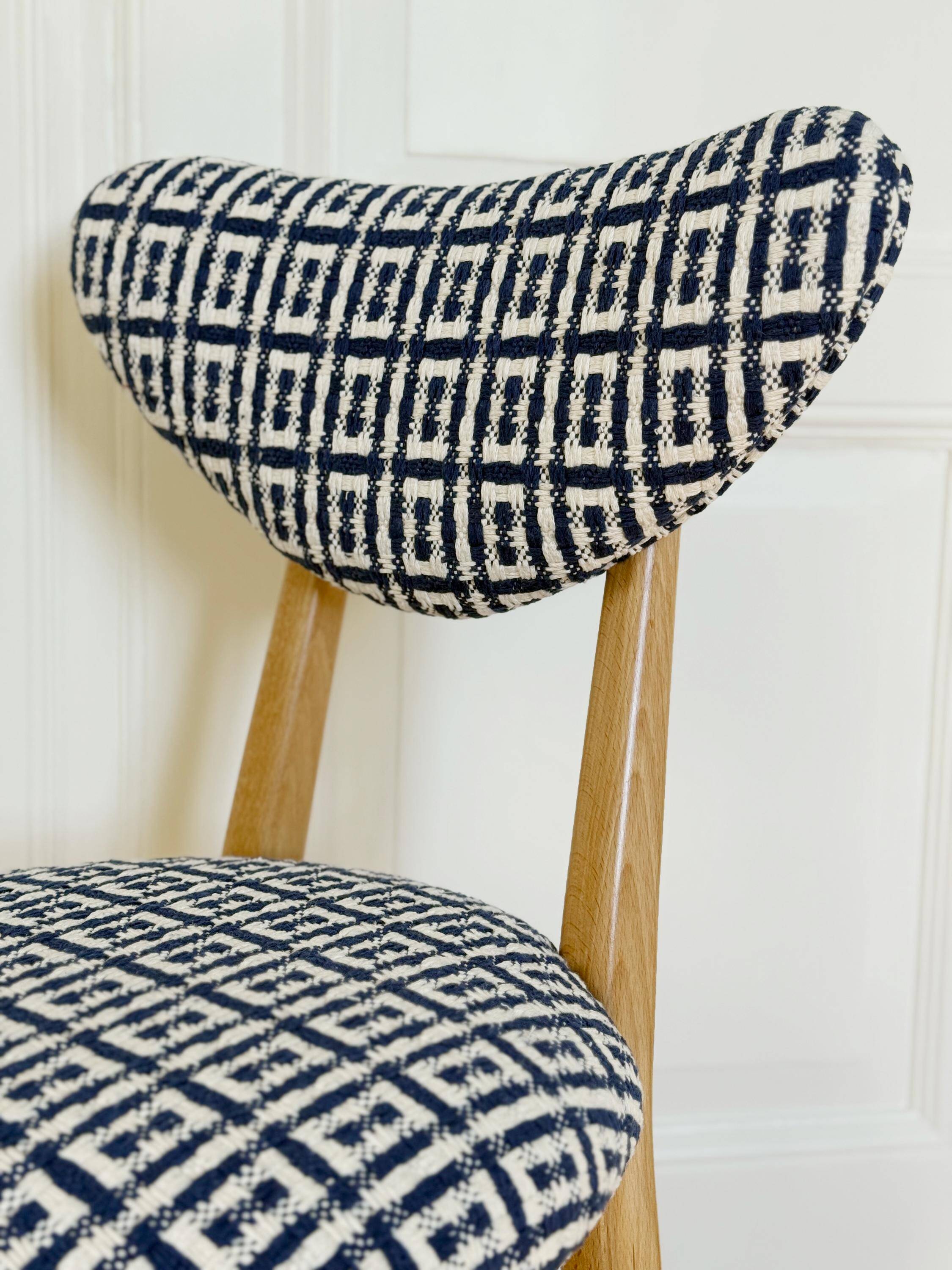 Heart-shaped chair mid-century in jacquard Hsh Home Sweet Home by Dedar, Europe, 1960s
