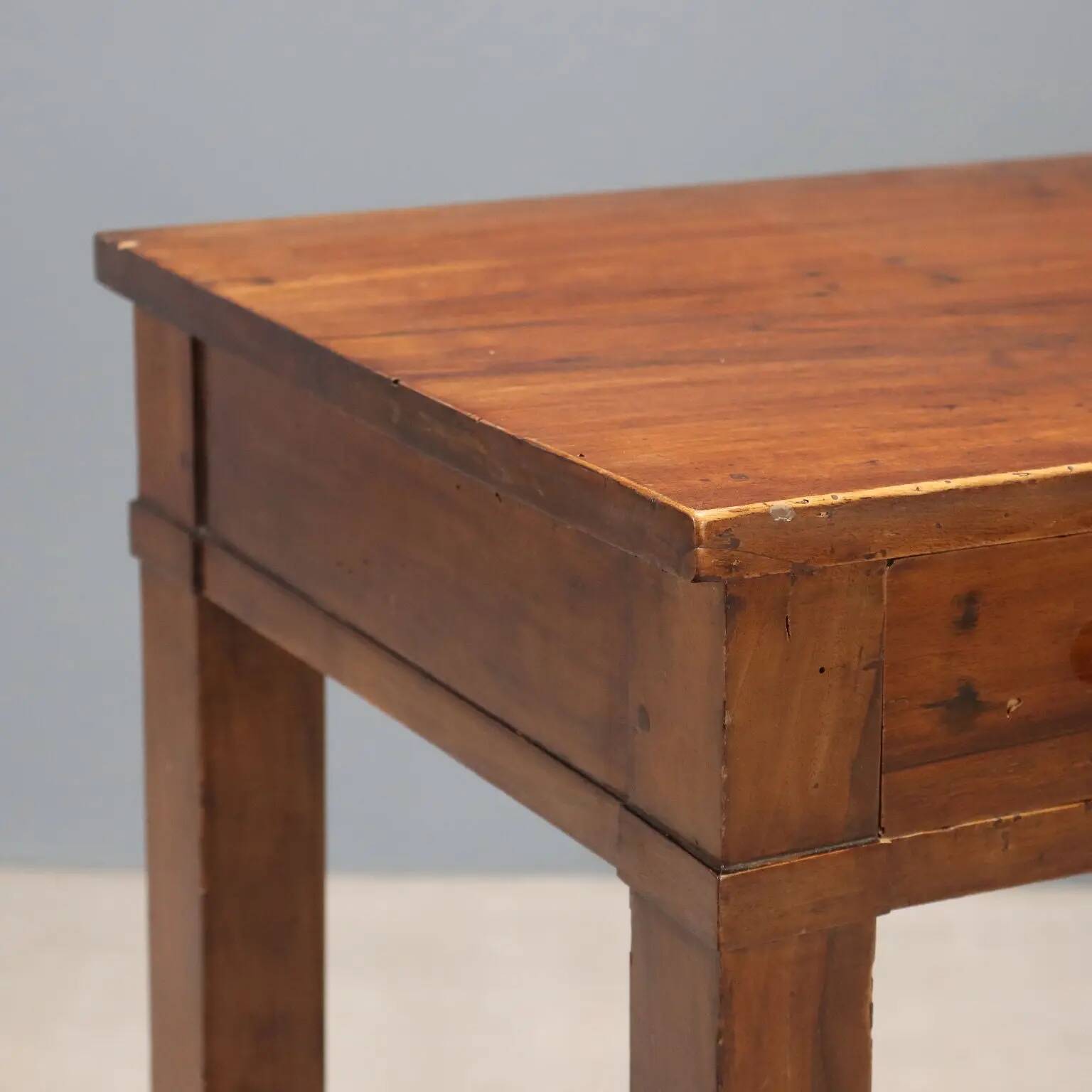 Ancient walnut console empire with drawer, Italy, 19th century.