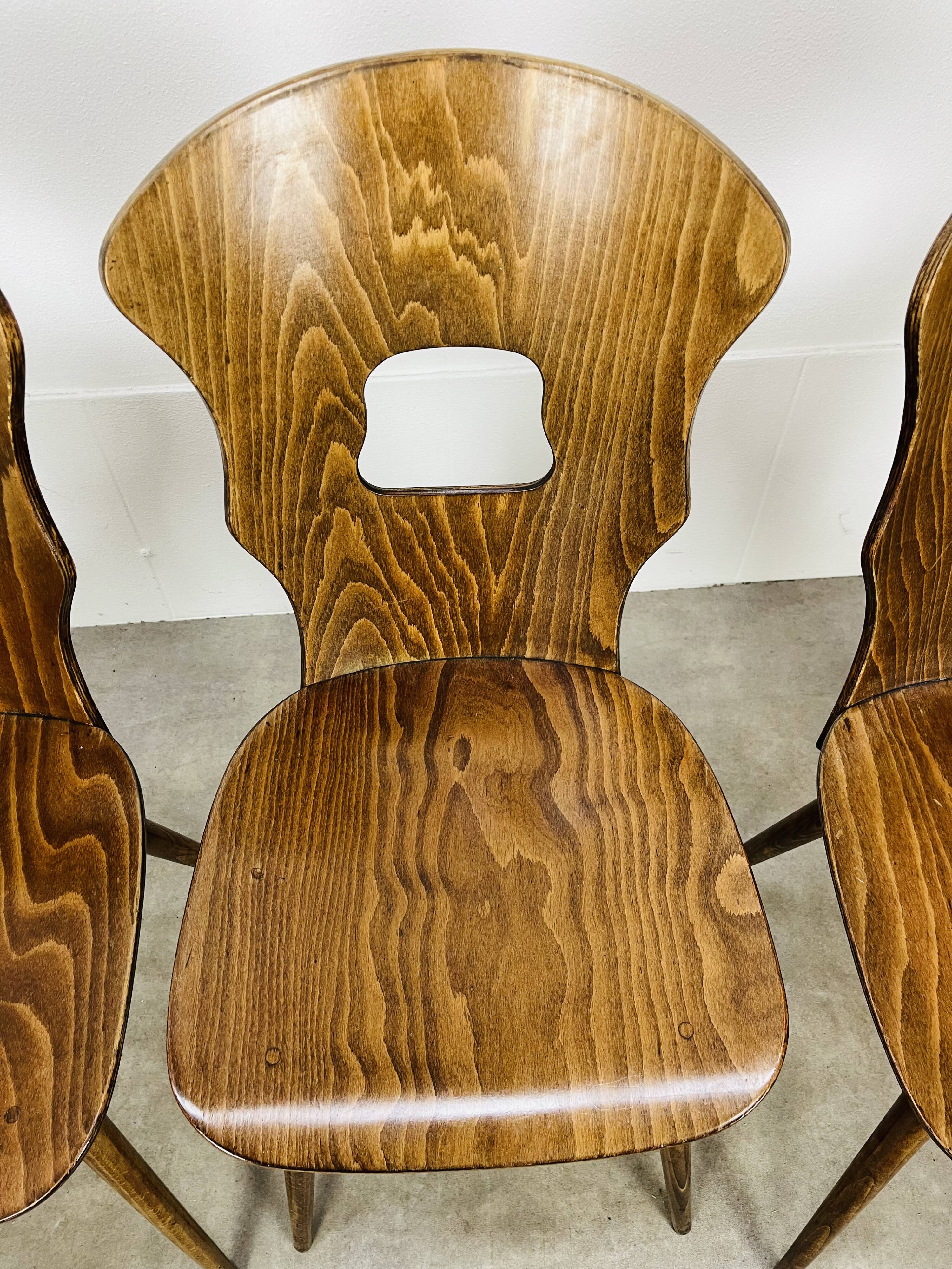 3 Gentiane Baumann chairs from the 60s, bistro style