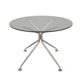 Table ronde en verre, design italien, années 80, production : Calligaris