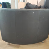 Post-modern adjustable leather armchair “Negresco” by Bernard Massot, signed