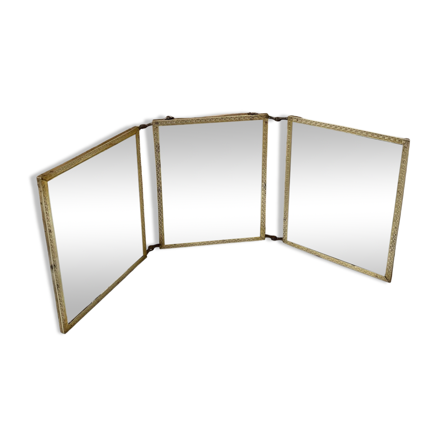 folding triptych mirror Napoleon III genre scene