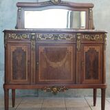 Buffet desserte Louis XVI en placage d'acajou et marqueterie de bois précie