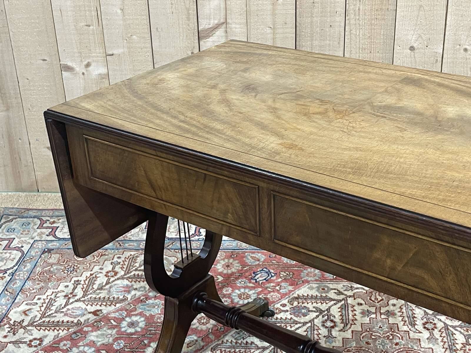 English flat desk with shelves, 1950s work in mahogany