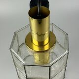 60s 70s ceiling lamp Glashütte Limburg Germany glass & brass Space Age