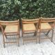 3 wood folding chairs and vintage canning