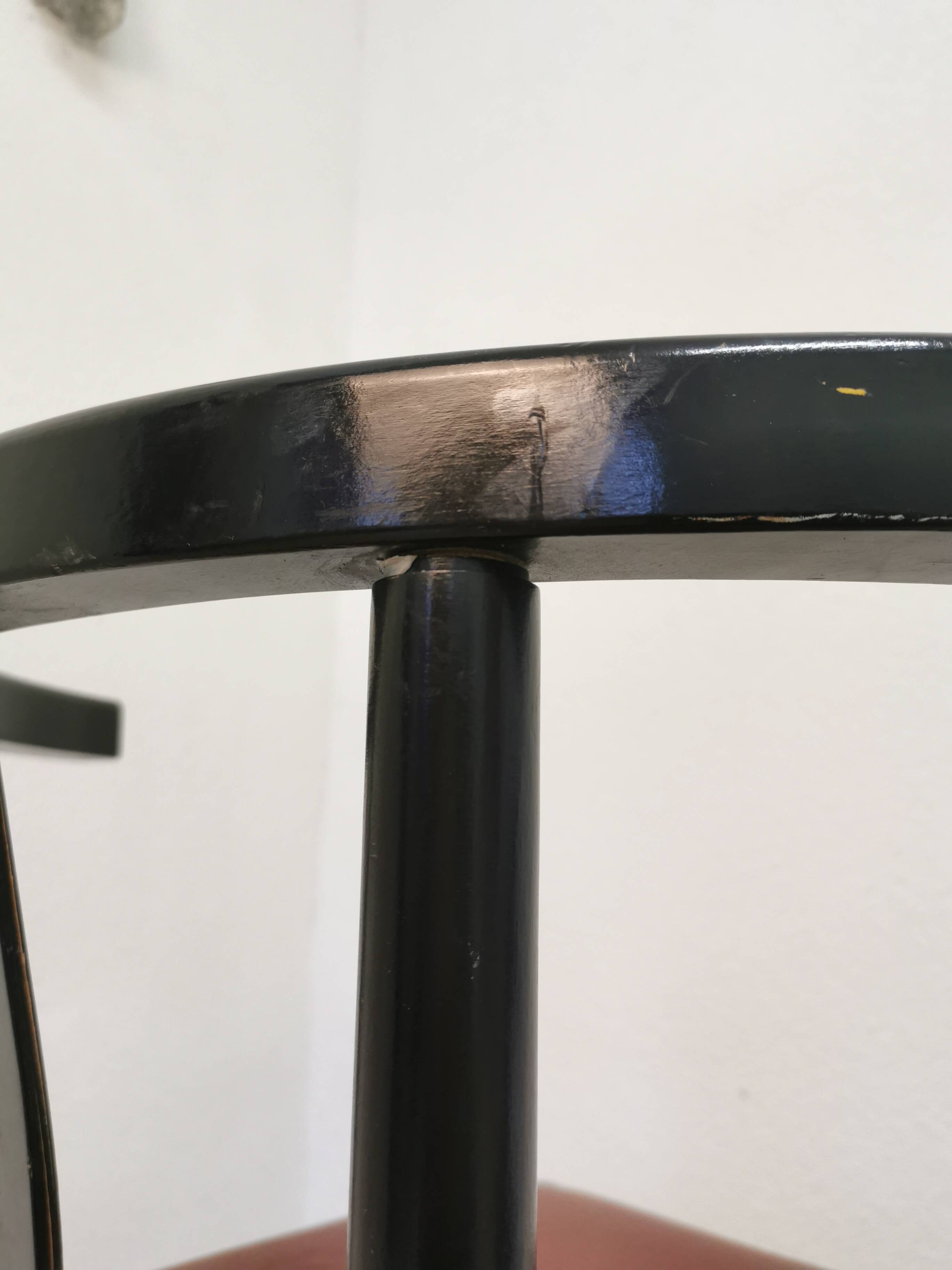 Vintage THONET Bentwood Dining Chair: Postmodern Brown Leather Seat