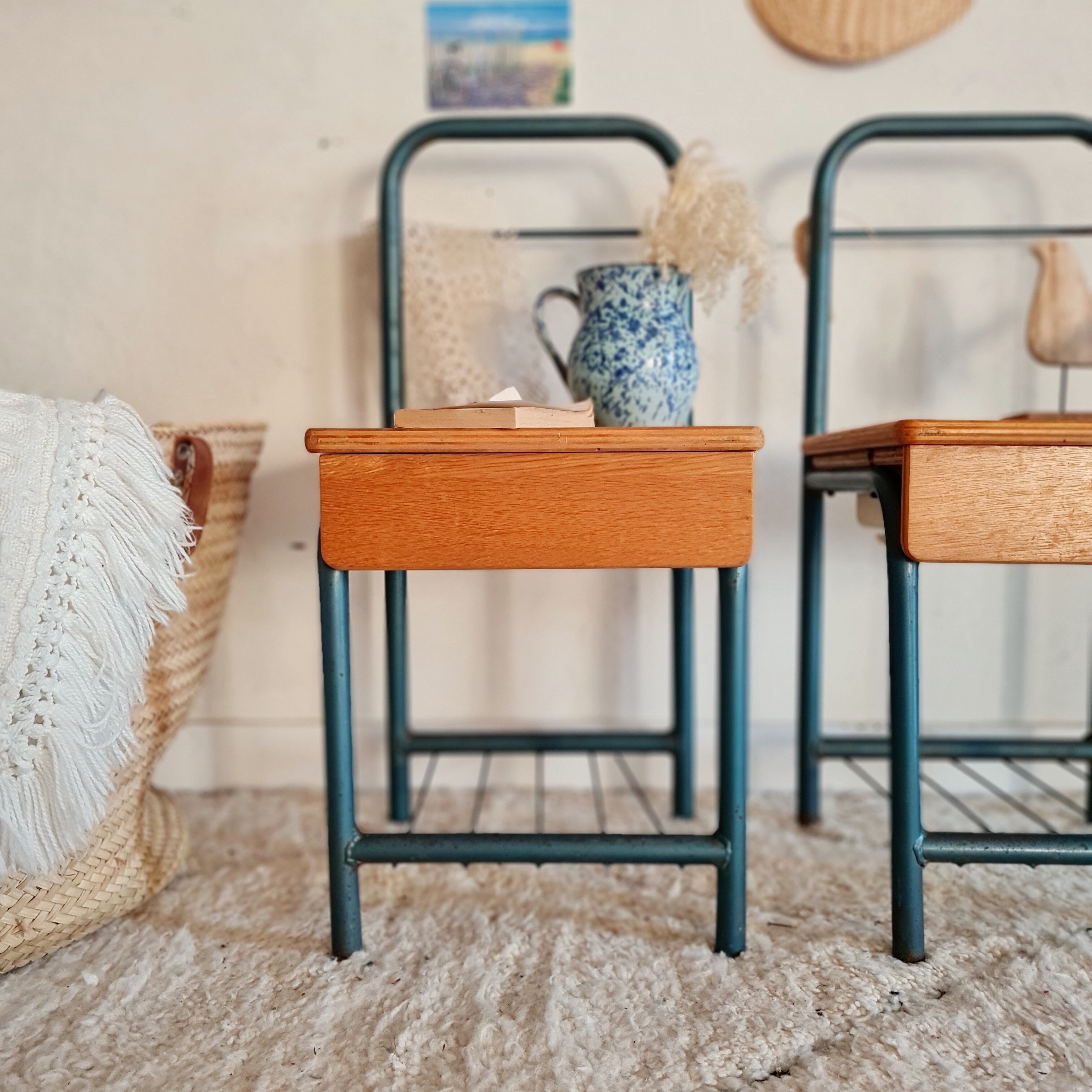 Pair of bedside boarding schools old 50s