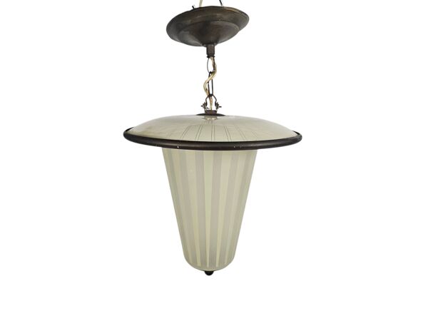 lampe suspendue - laiton - cuivre - lampe lanterne - années 1950