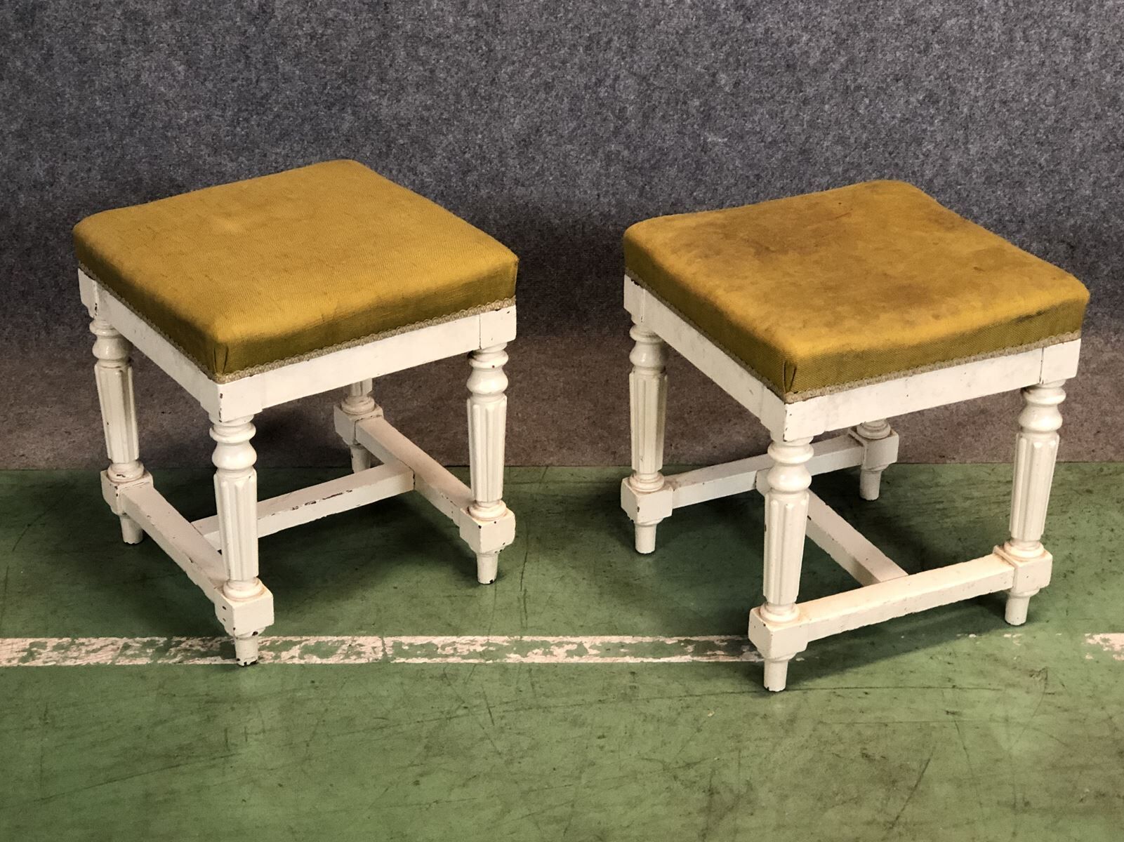 Pair of Louis Philippe stools painted white, late 19th century