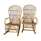 2 rattan rocking chairs