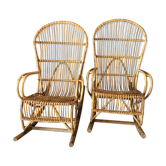 2 rocking-chair en rotin
