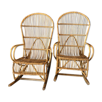 2 rattan rocking chairs