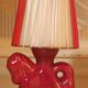 Burgundy ceramic horse lamp from the 1950s