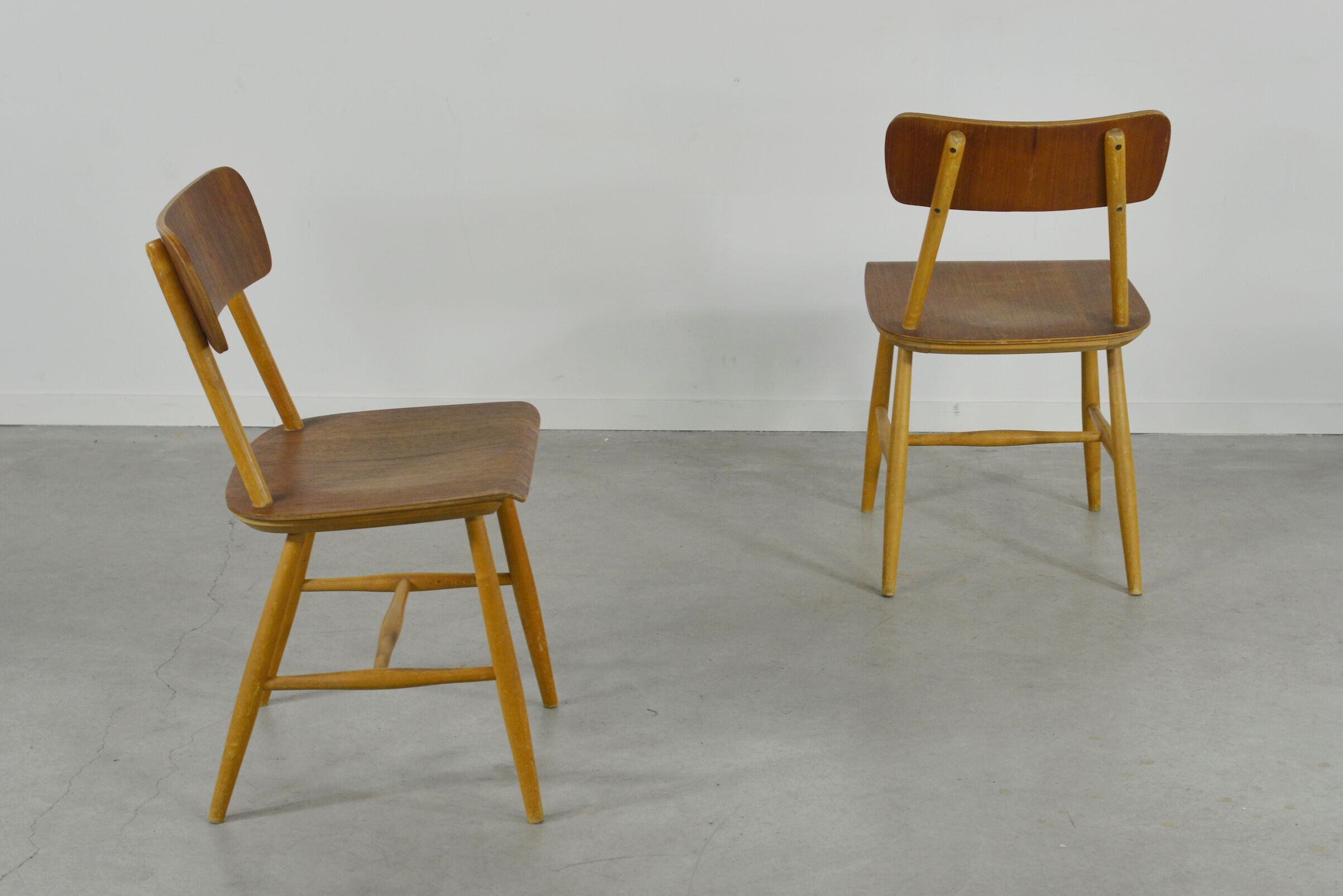 Set of 2 Scandinavian teak chairs 1960s