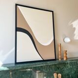 Tableau relief beige taupe et noir