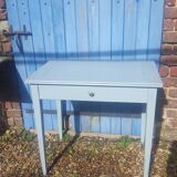 Small sky blue patina farm table