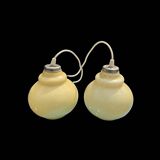 Pair of antique cream opal glass pendant lights – 1970s