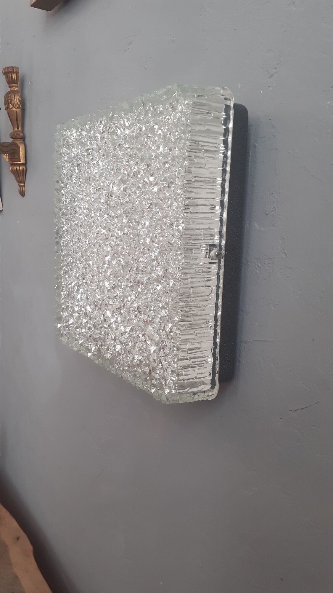 Ceiling lamp in moulded glass by Holophane 1950