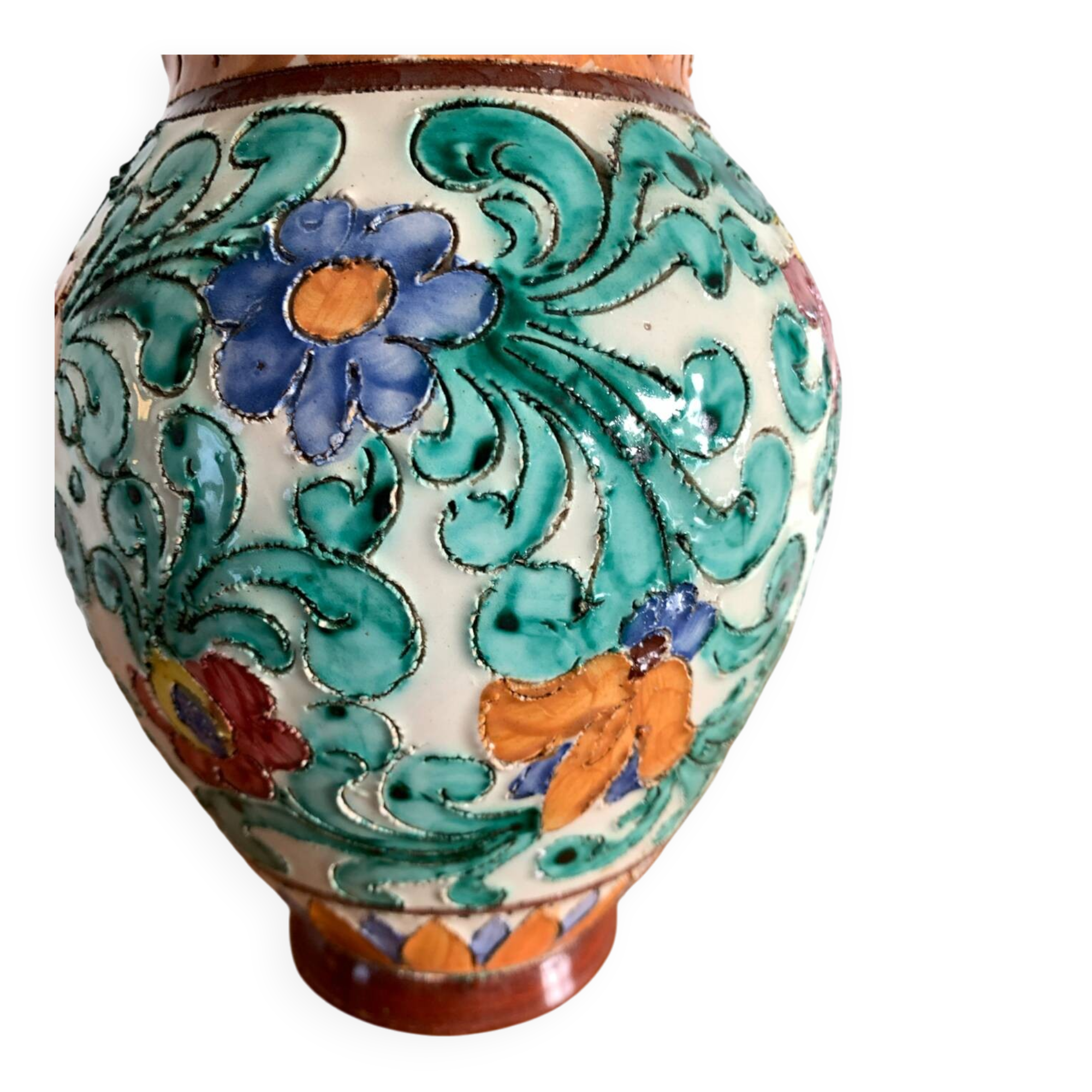 Cerart Monaco vase – relief floral decoration – signed and numbered – year