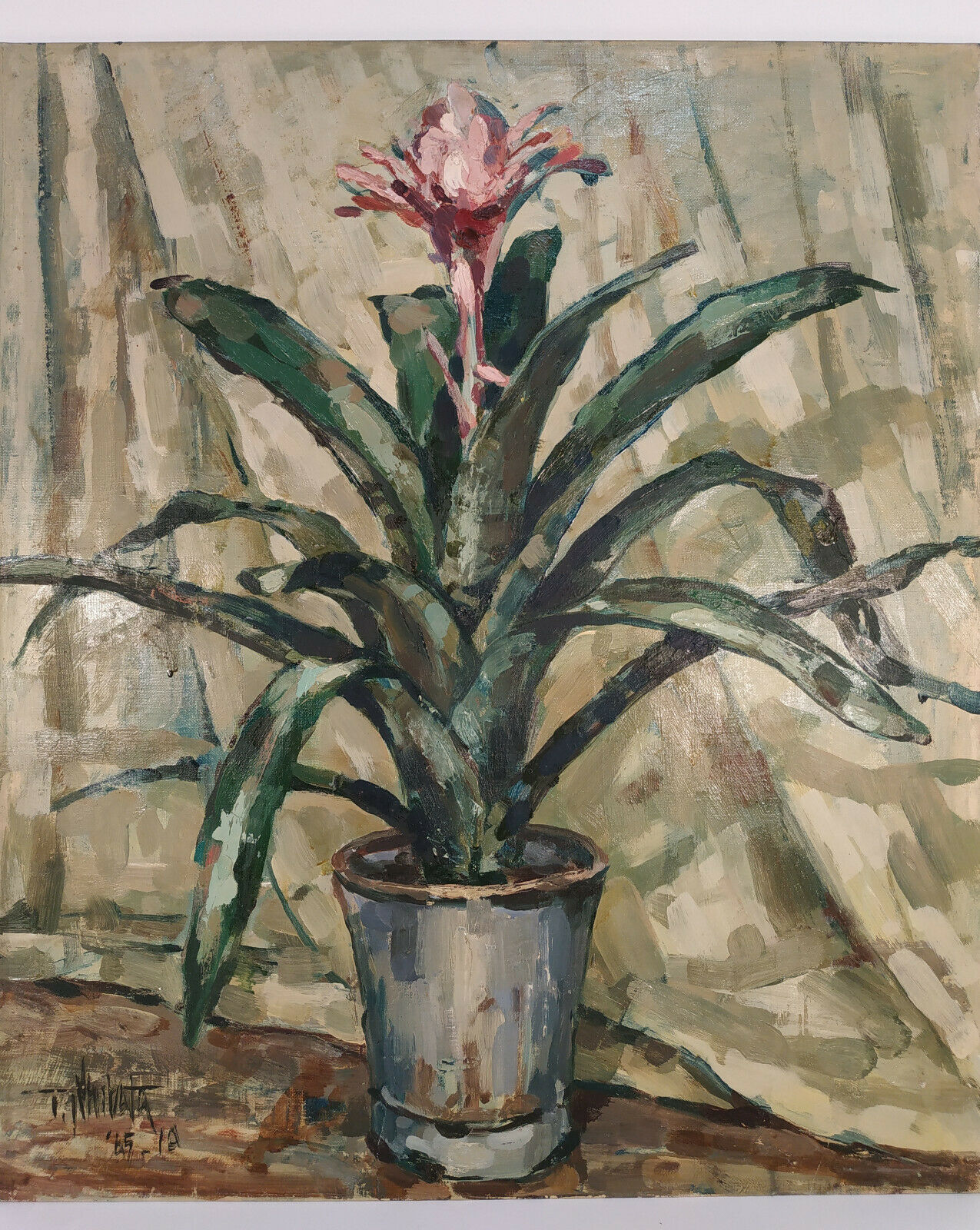 Pot flower - 1945 -oil - Japanese school by Shibata