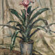 Pot flower - 1945 -oil - Japanese school by Shibata