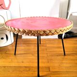 Coffee table wicker and metal design 60s