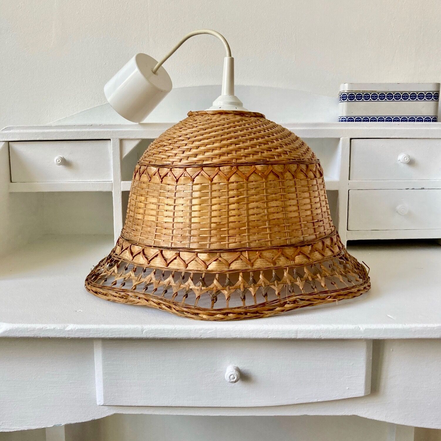 Vintage wicker pendant lamp