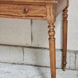 Desk, pine table, turned wooden legs, vintage, 70s