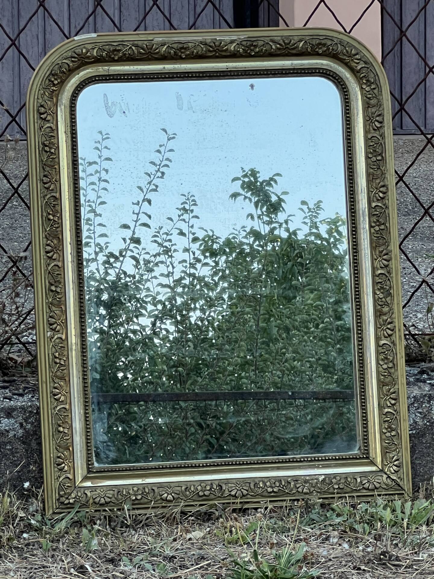 Louis-Philippe mirror with gold leaf, mercury glass 65x51cm