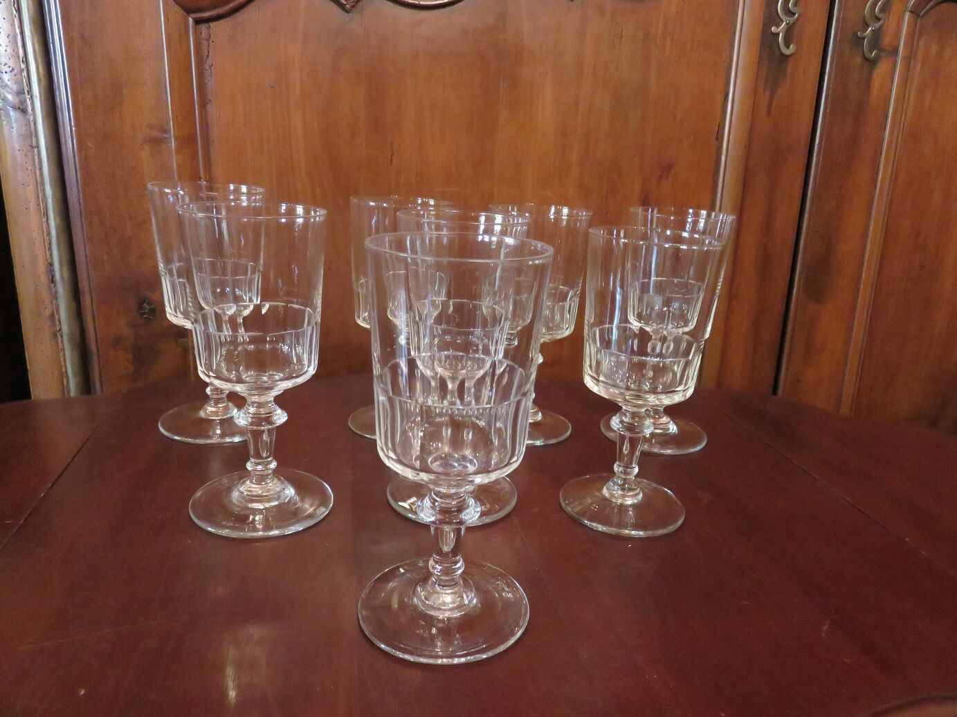 8 water glasses, 19th