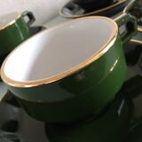 Suite of six green cups with saucers bistro /vintage style 60-70
