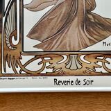 Silkscreened mirror after Mucha Rêverie du soir