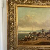 Old Painting French School Marine Port 19th Century Gaultier