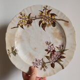 Assiette montée, compotier ancien en faïence terre de fer anglaise Minton (1890)
