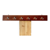 Vintage wooden wall coat rack - 6 double hooks