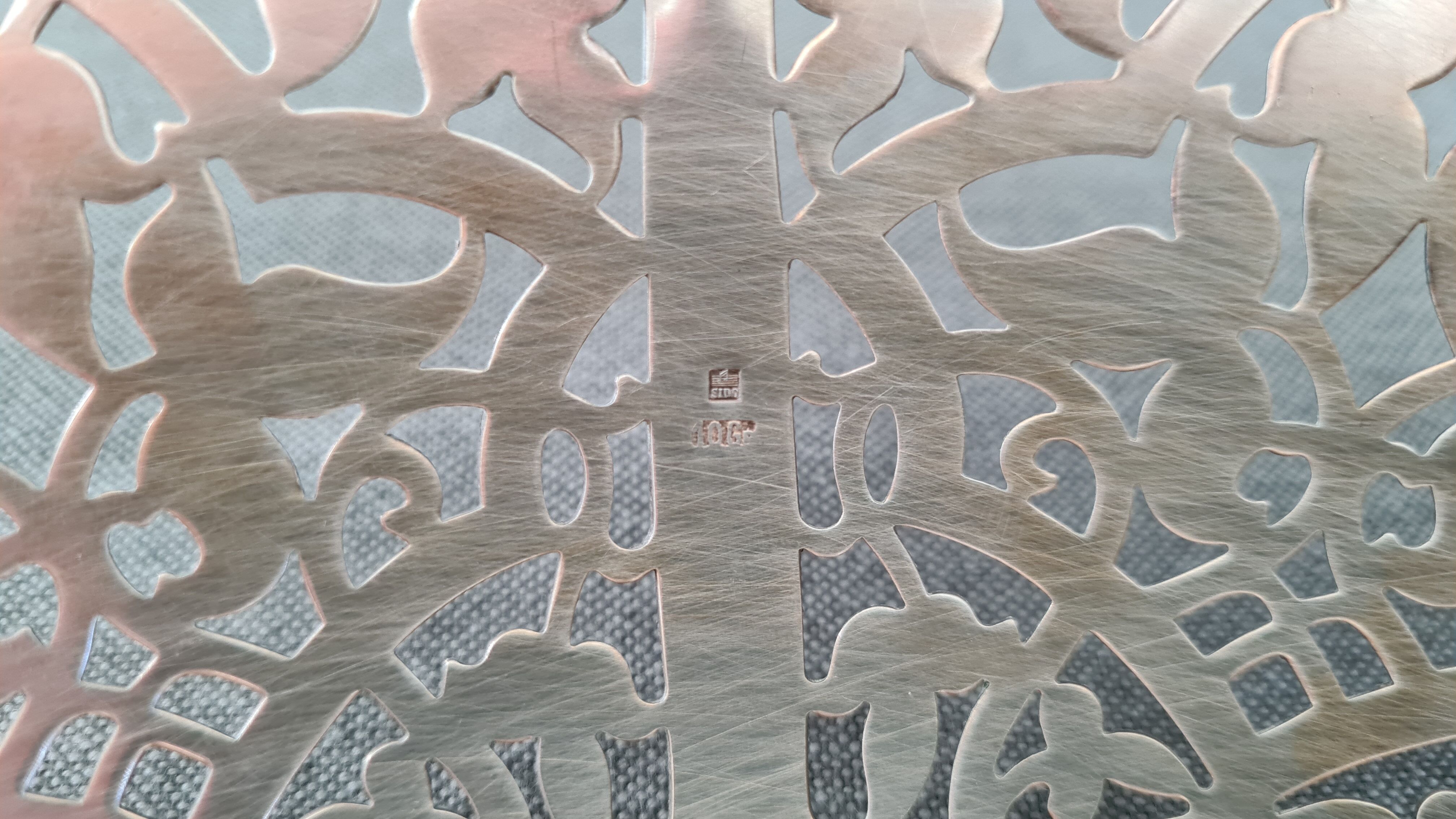 Bread basket, fruit... openwork in silver metal