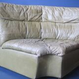 Fauteuil d'angle patchwork en cuir vert olive par Laauser, années 1970