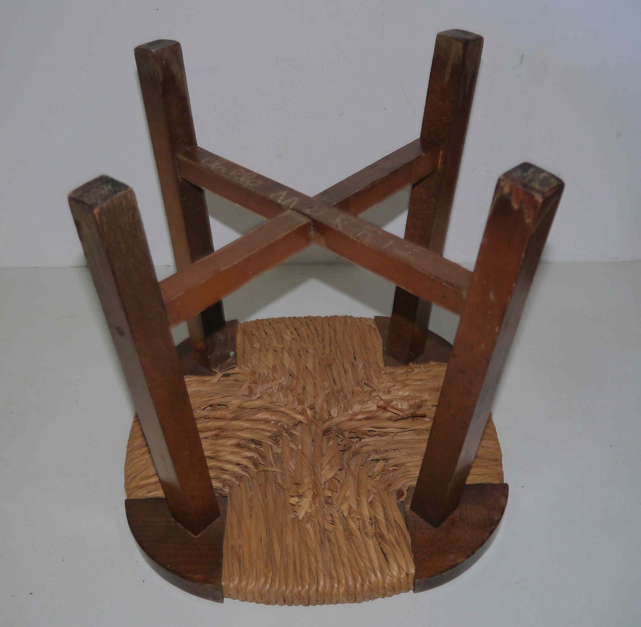 Tabouret paillé « moderniste » années 50's