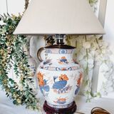 Hand-painted porcelain table lamp, Chinese Imari style.