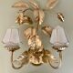 Vintage two-light wall lamp in gold metal with vintage art deco globes