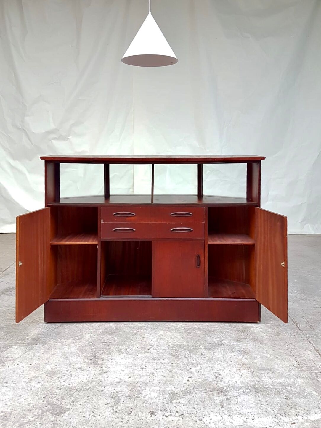 Vtg mid century teak cocktail home bar retro drinks cabinet