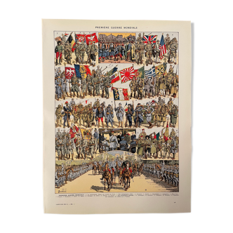 Set of 2 lithographs engravings on the First World War of 1928
