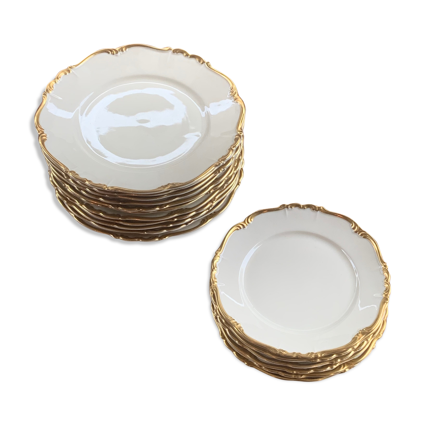 Lot 17 porcelain plates gold edge