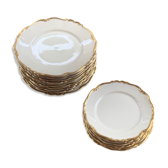 Lot 17 porcelain plates gold edge