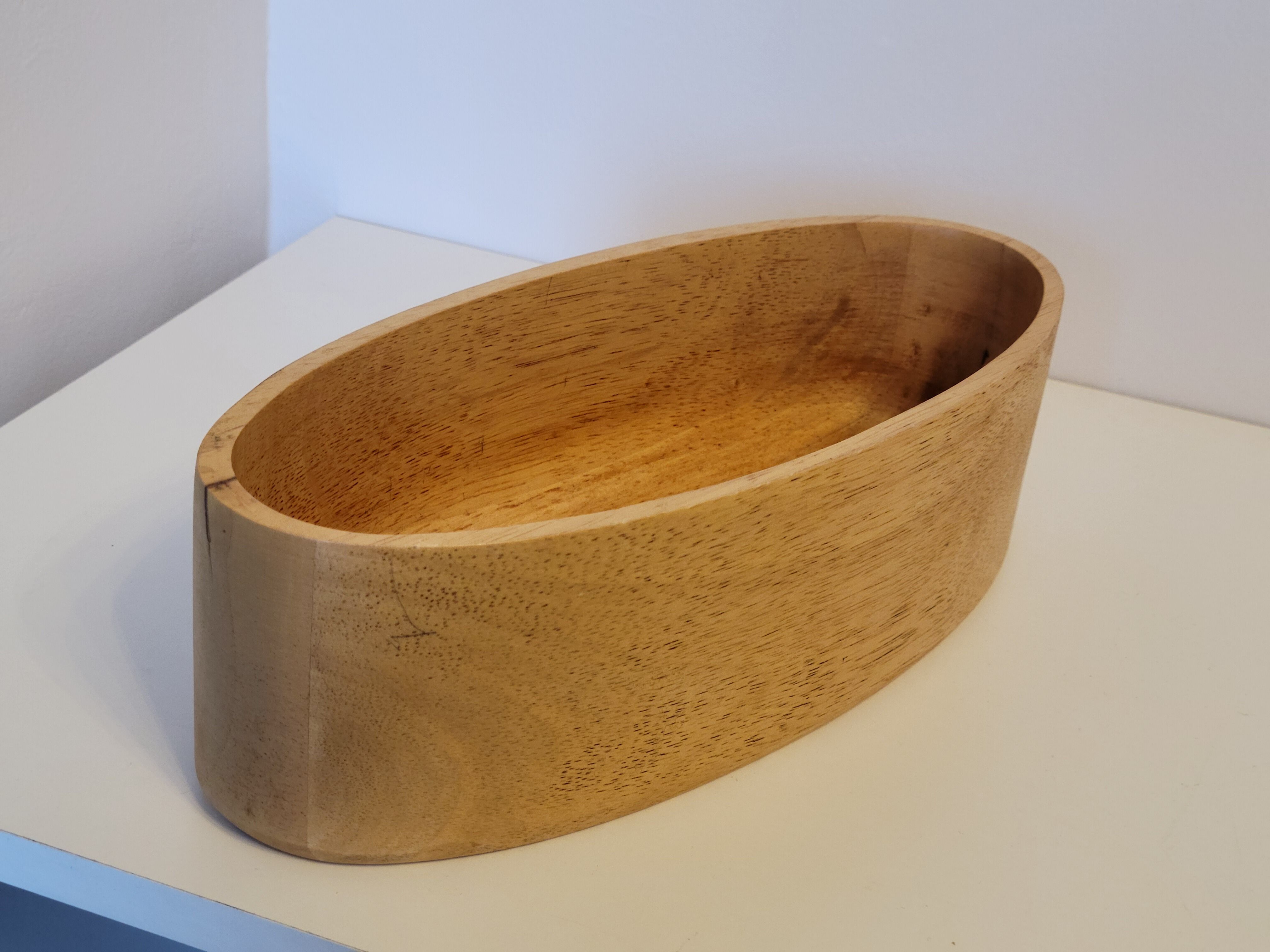Oval solid wood bowl