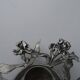 Art Nouveau flower candle holder 1900 - Pink pewter international design signed